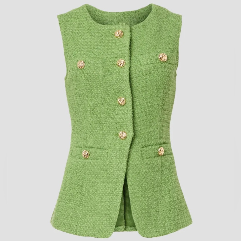 Endless Rose • Lime Green Tweed Buttoned Jacket • Sz XS